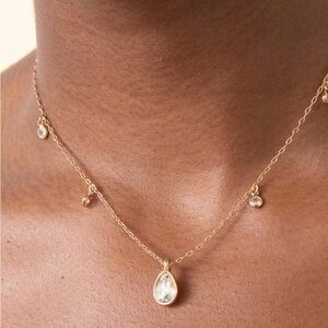 Dripping in Crystals Drop Necklace Ettik Gold Necklace Crystal Accents